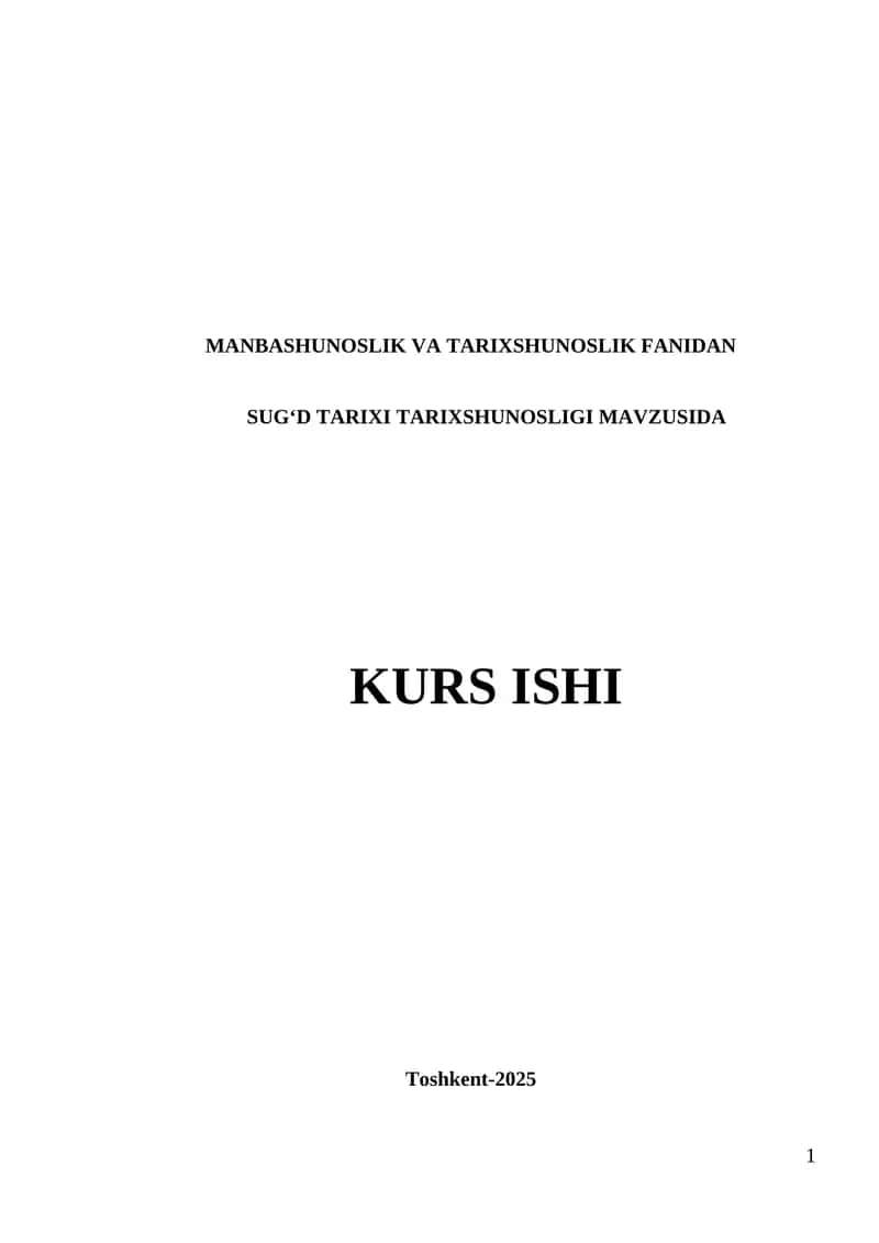 SUG‘D TARIXI TARIXSHUNOSLIGI