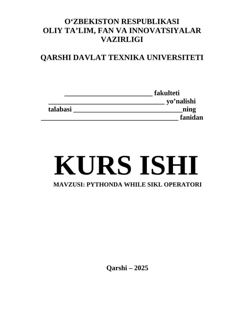 PYTHONDA WHILE SIKL OPERATORI