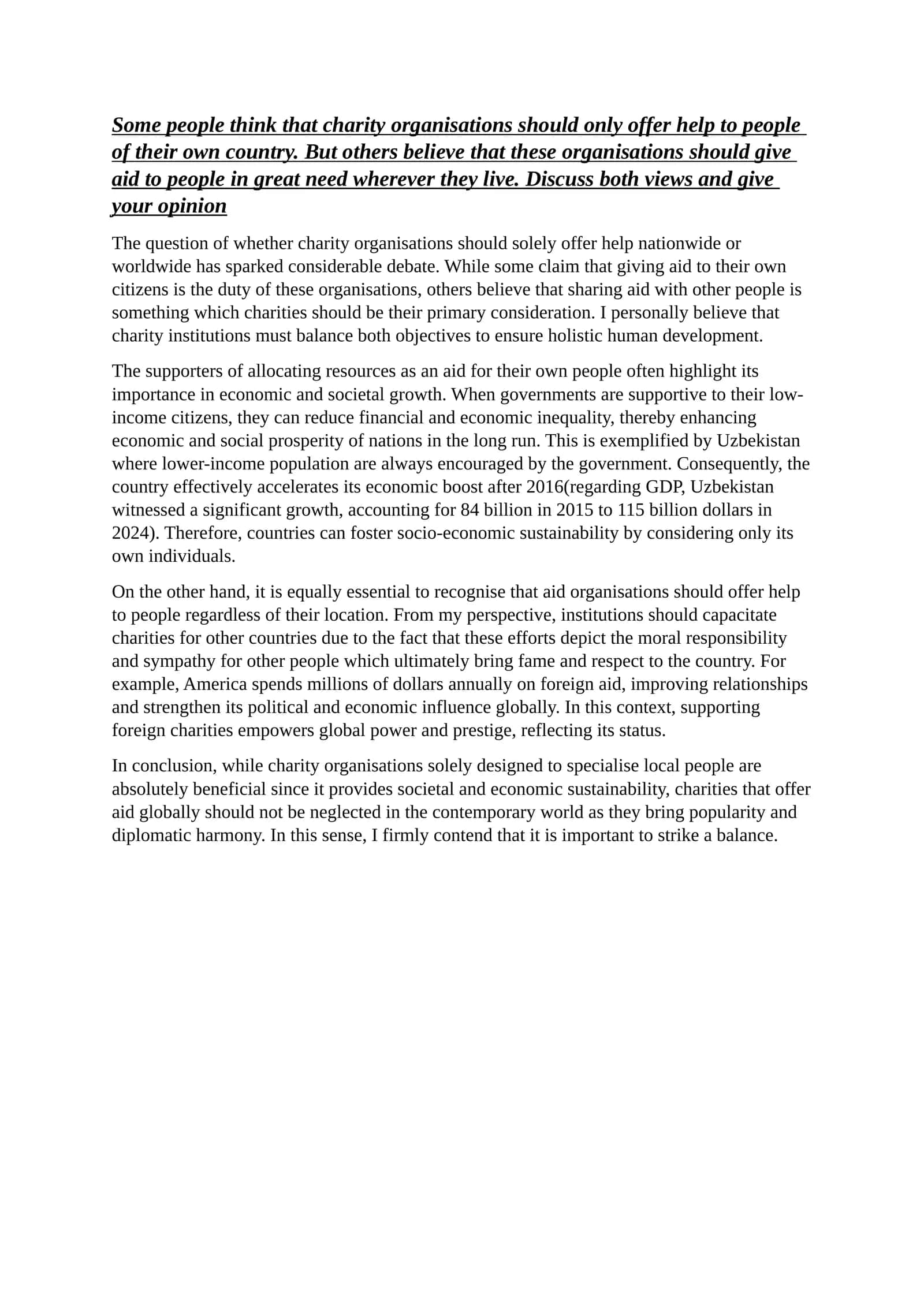 Charity Organisations Aid Allocation