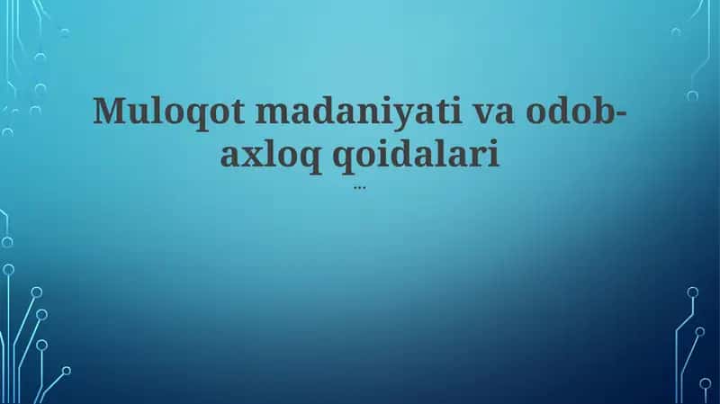 Og'zaki Muloqot Odobi