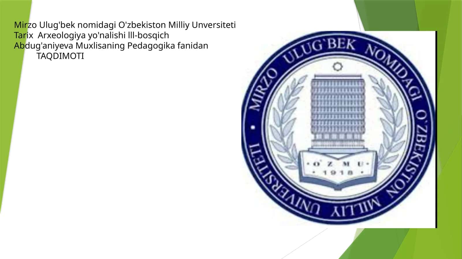 Muxlisaning Pedagogika fanidan Taʼlimda Innovatsion Metodlar