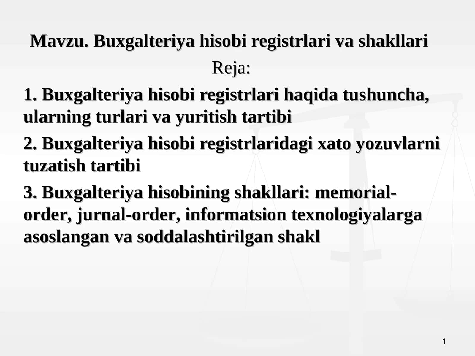 Buxgalteriya hisobi registrlari va shakllari