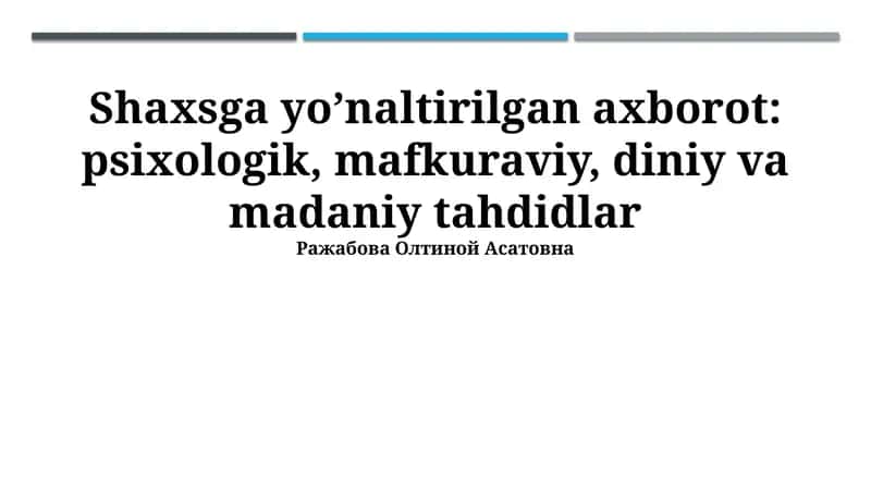 Shaxsga yo'naltirilgan axborot tahdidlari