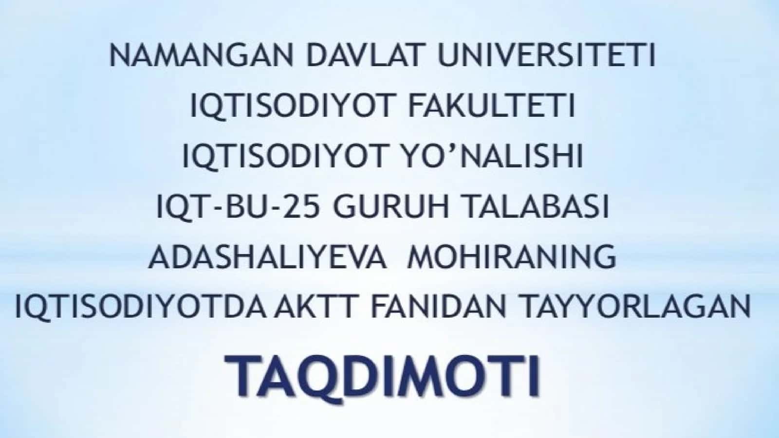 Algoritm lashtirish va dasturlash asoslari