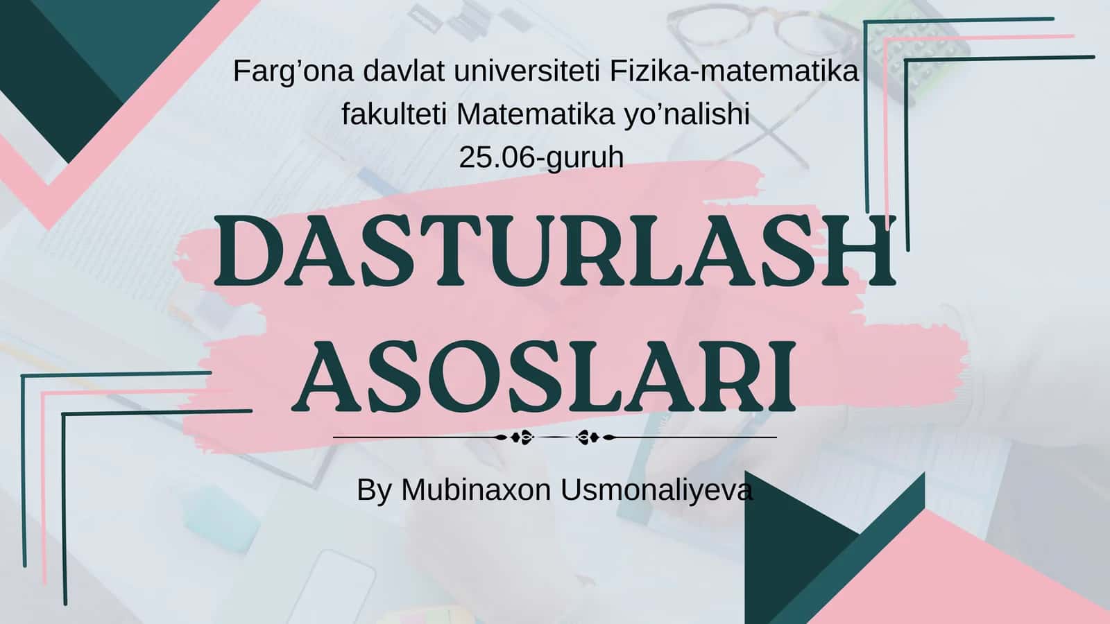 C++ Dasturlashtilining Elementlari