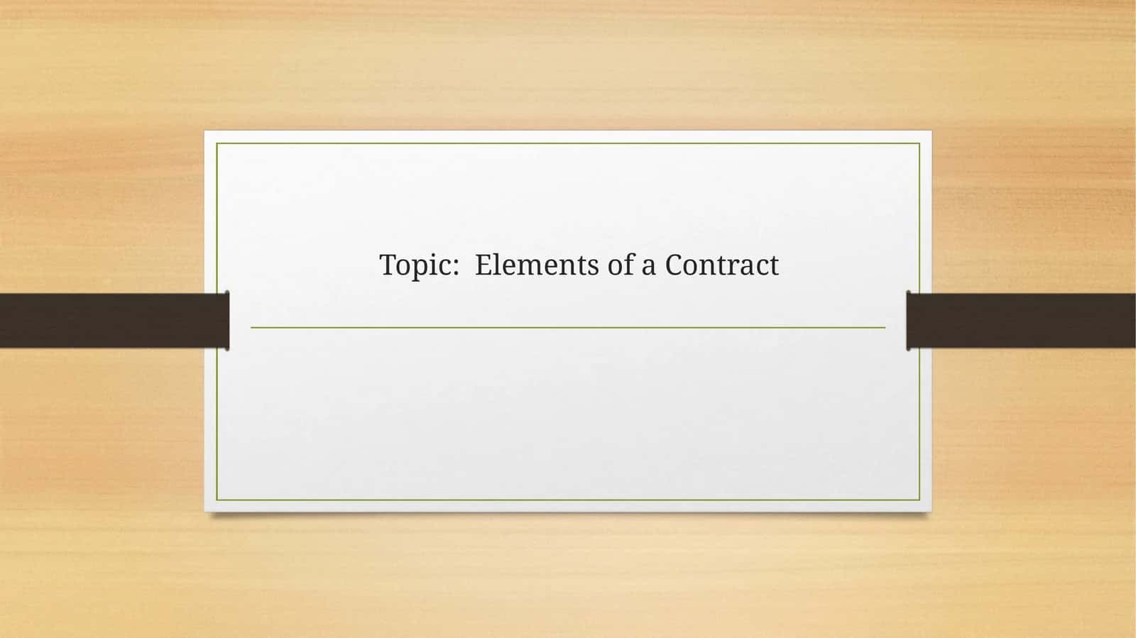 Elements of a Contract