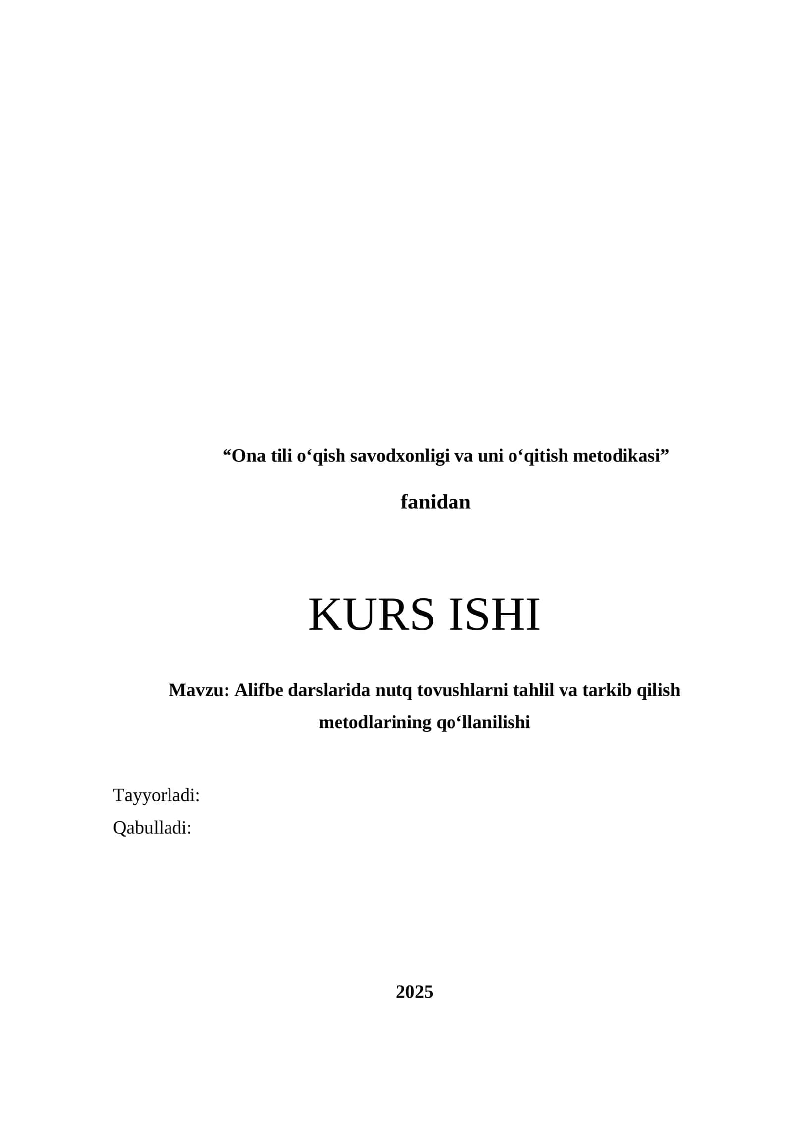 Alifbe darslarida nutq tovushlarni tahlil va tarkib qilish metodlarining qo'llanilishi