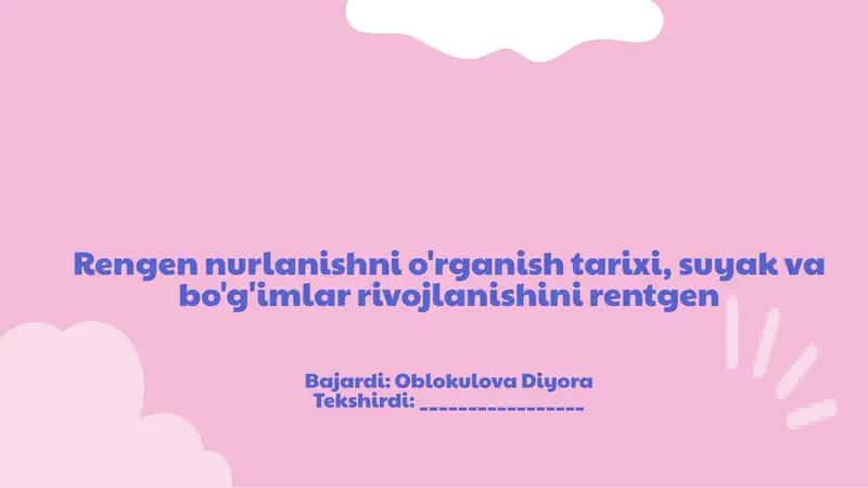 Rengen nurlanishni o'rganish tarixi