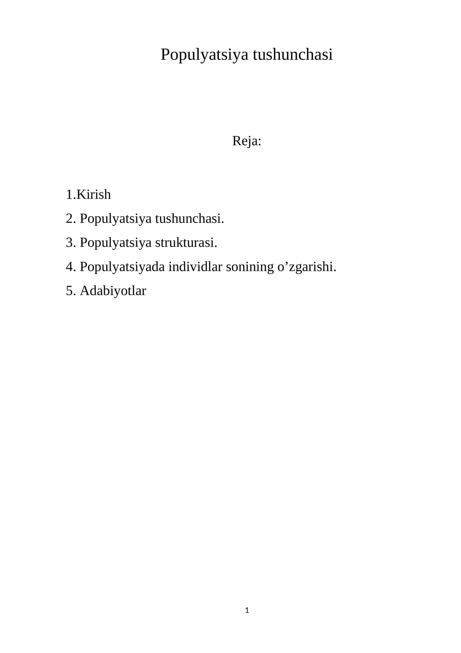 Populyatsiya tushunchasi