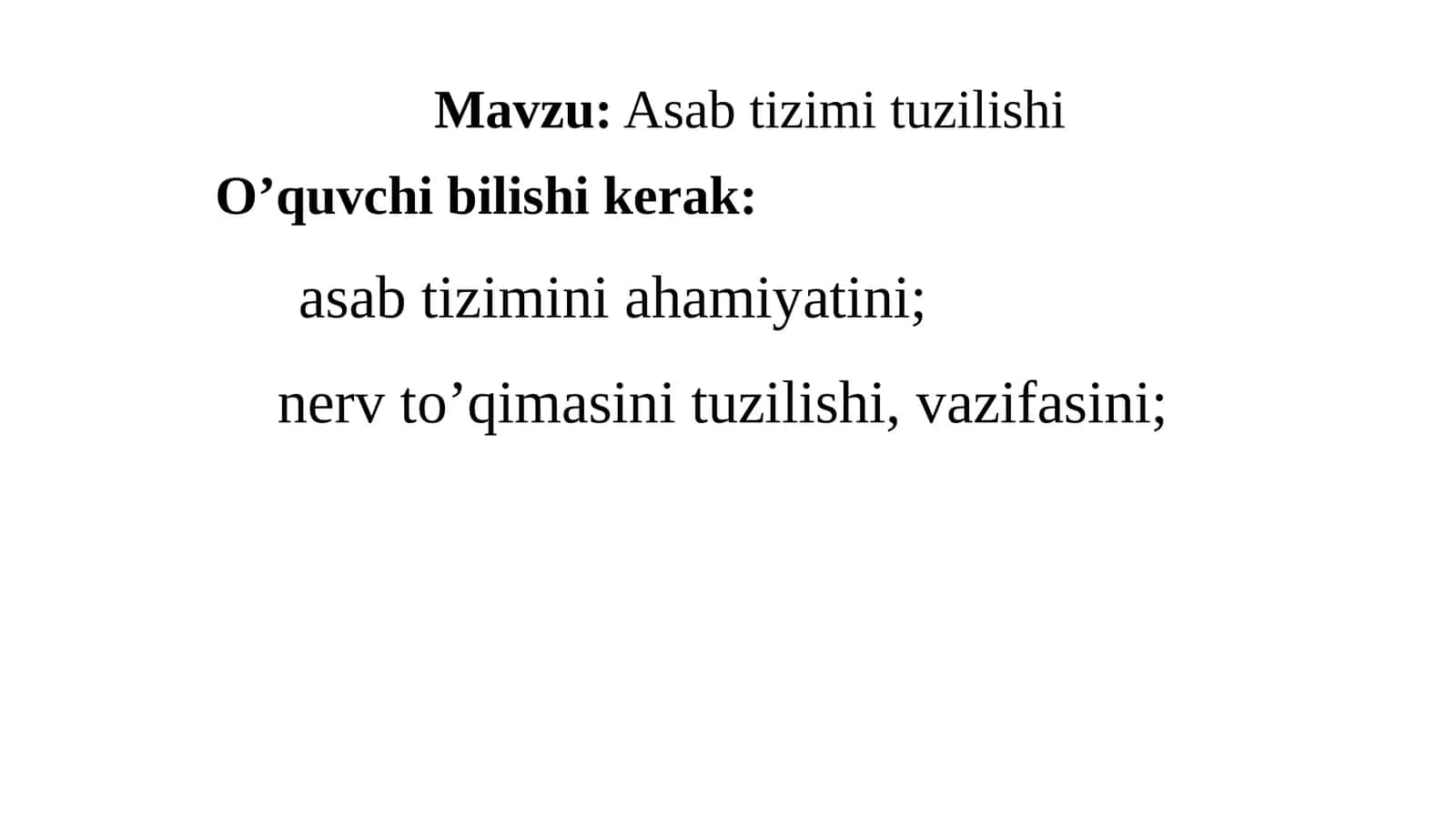 Asab tizimi tuzilishi
