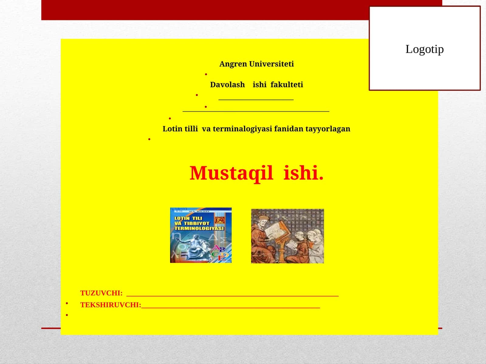 Lotin tilli va terminalogiya fanidan tayyorlagan