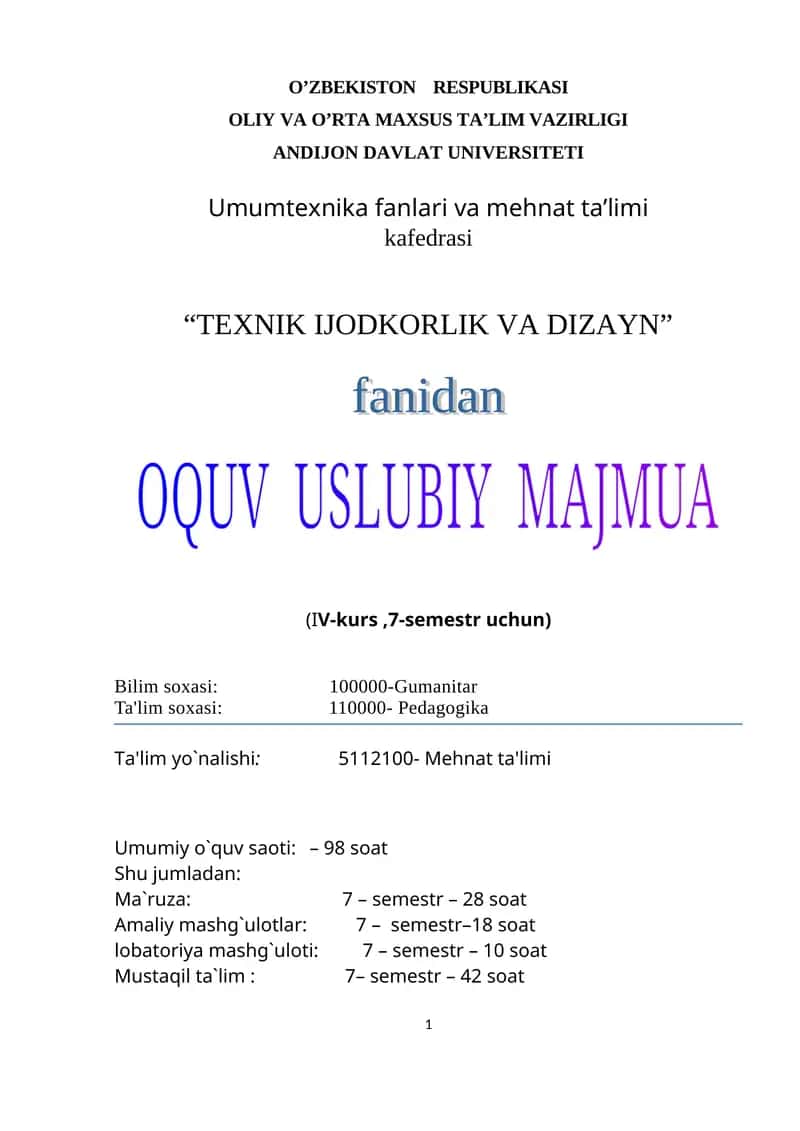 Texnik Ijodkorlik va Dizayn