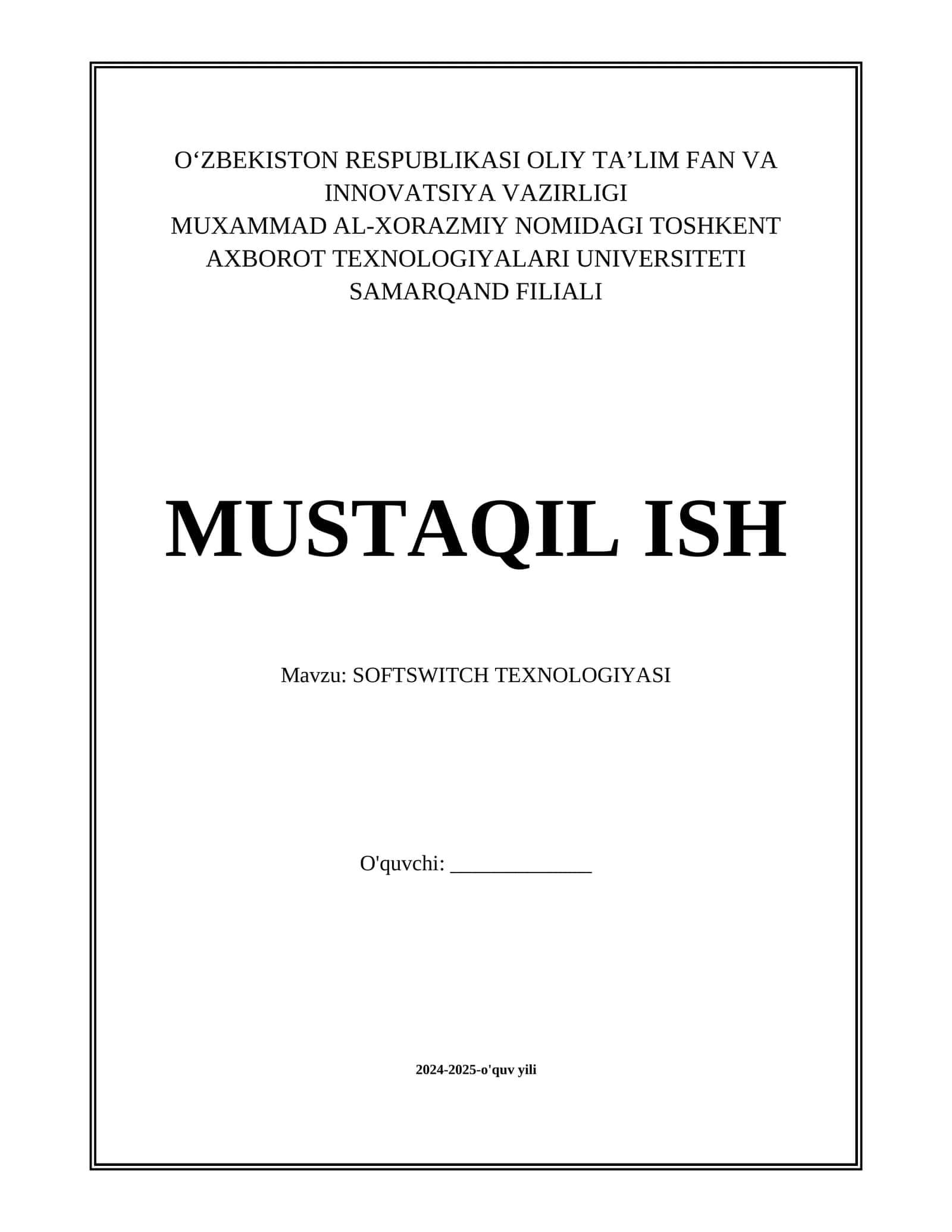 SOFTSWITCH TEXNOLOGIYASI