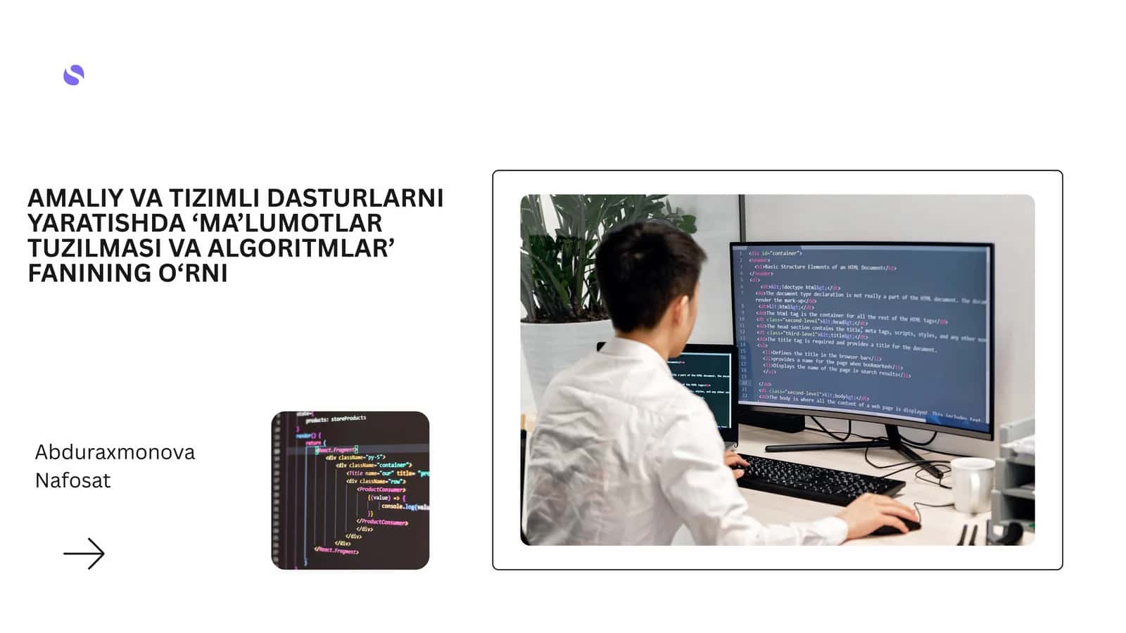 AMALIY VA TIZIMLI DASTURLARNI YARATISHDA ‘MA’LUMOTLAR TUZILMASI VA ALGORITMLAR’ FANINING O‘RNI