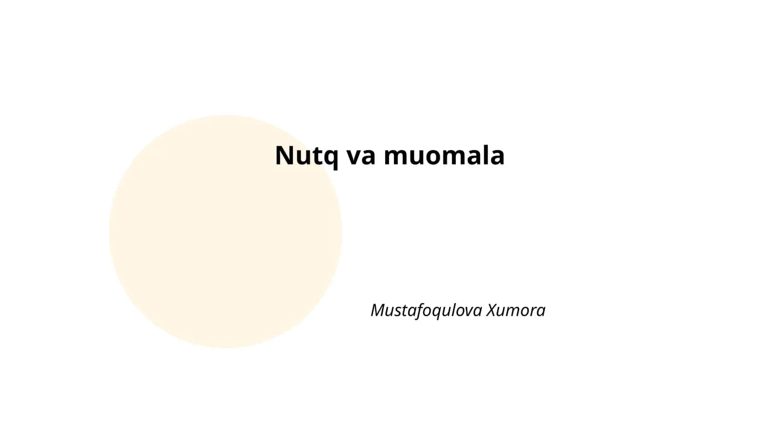 Nutq va muomala