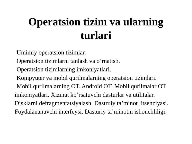 Operatsion Tizimlar