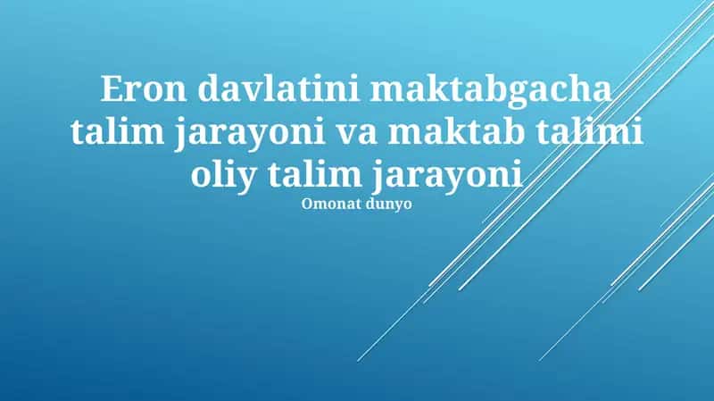 Maktabgacha talim jarayoni va maktab talimi oliy talim jarayoni