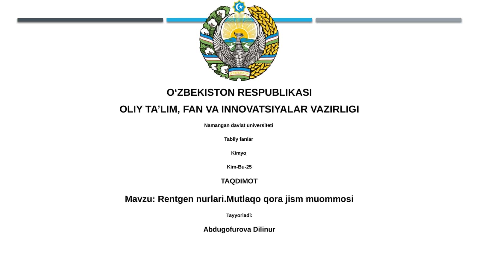 Rentgen nurlari.Mutlaqo qora jism muommosi