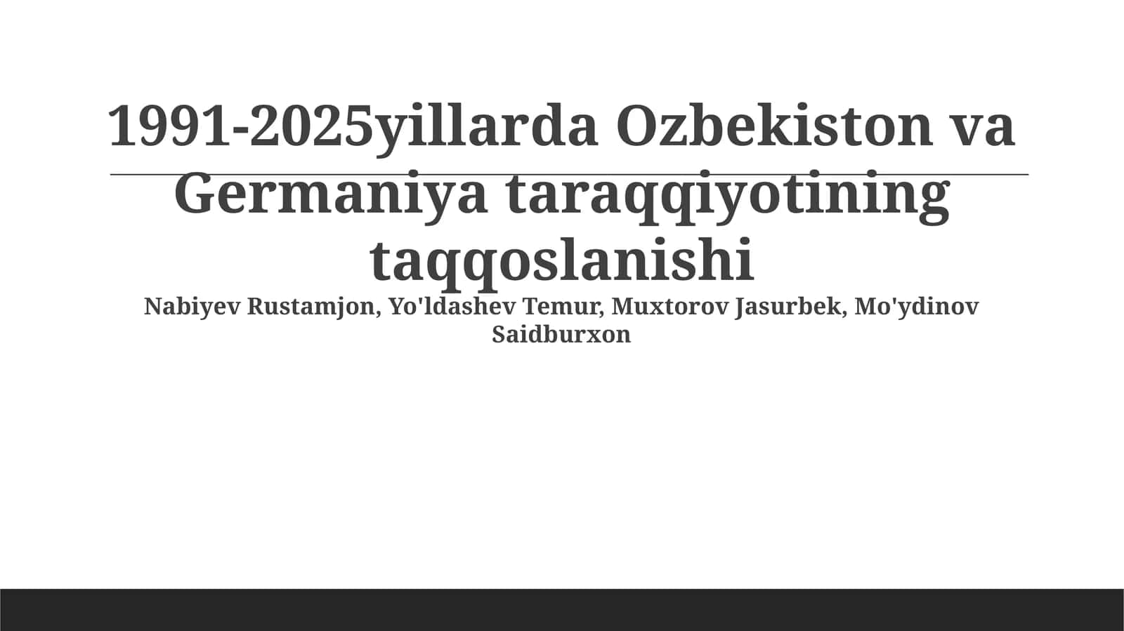 1991-2025yillarda Ozbekiston va Germaniya taraqqiyotining taqqoslanishi