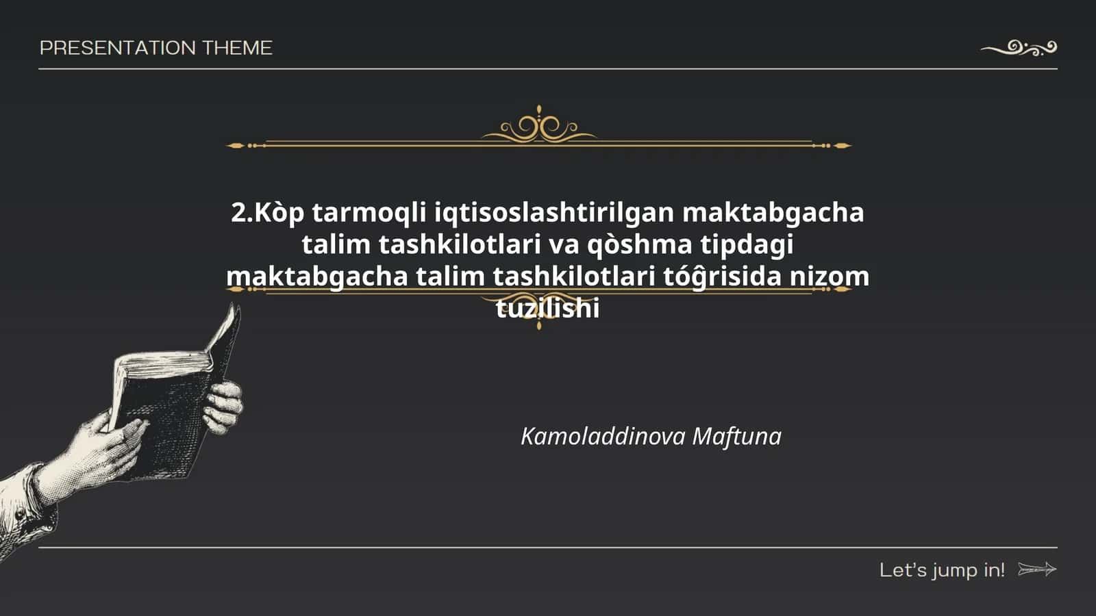 Kòp tarmoqli iqtisoslashtirilgan maktabgacha talim tashkilotlari va qòshma tipdagi maktabgacha talim tashkilotlari tóĝrisida nizom tuzilishi