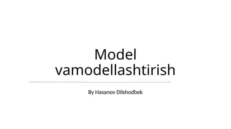 Model vamodellashtirish