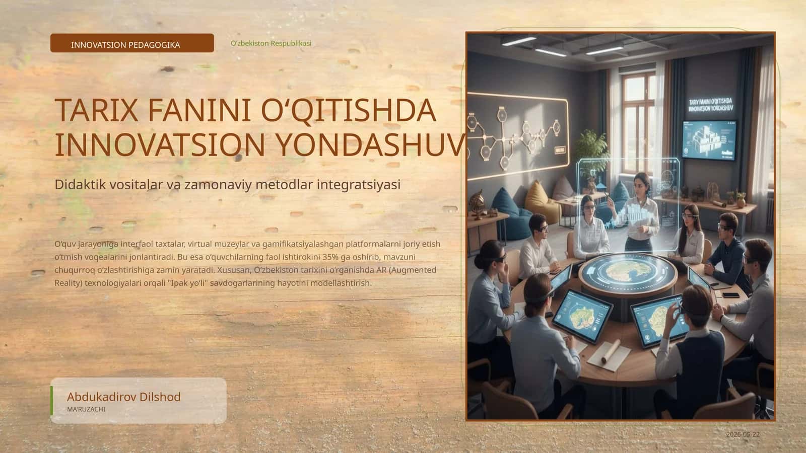 Tarix fanini o‘qitishda innovatsion yondashuv