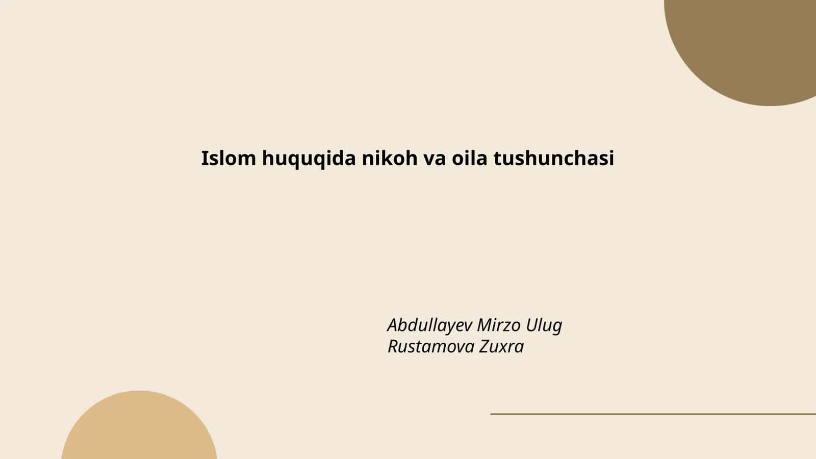 Islom huquqida nikoh va oila tushunchasi