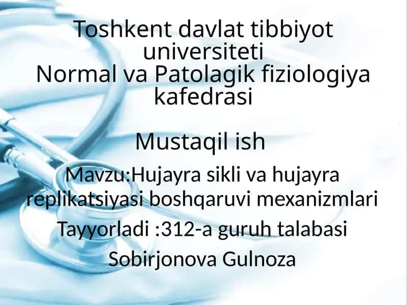 Hujayra sikli va hujayra replikatsiyasi boshqaruvi mexanizmlari