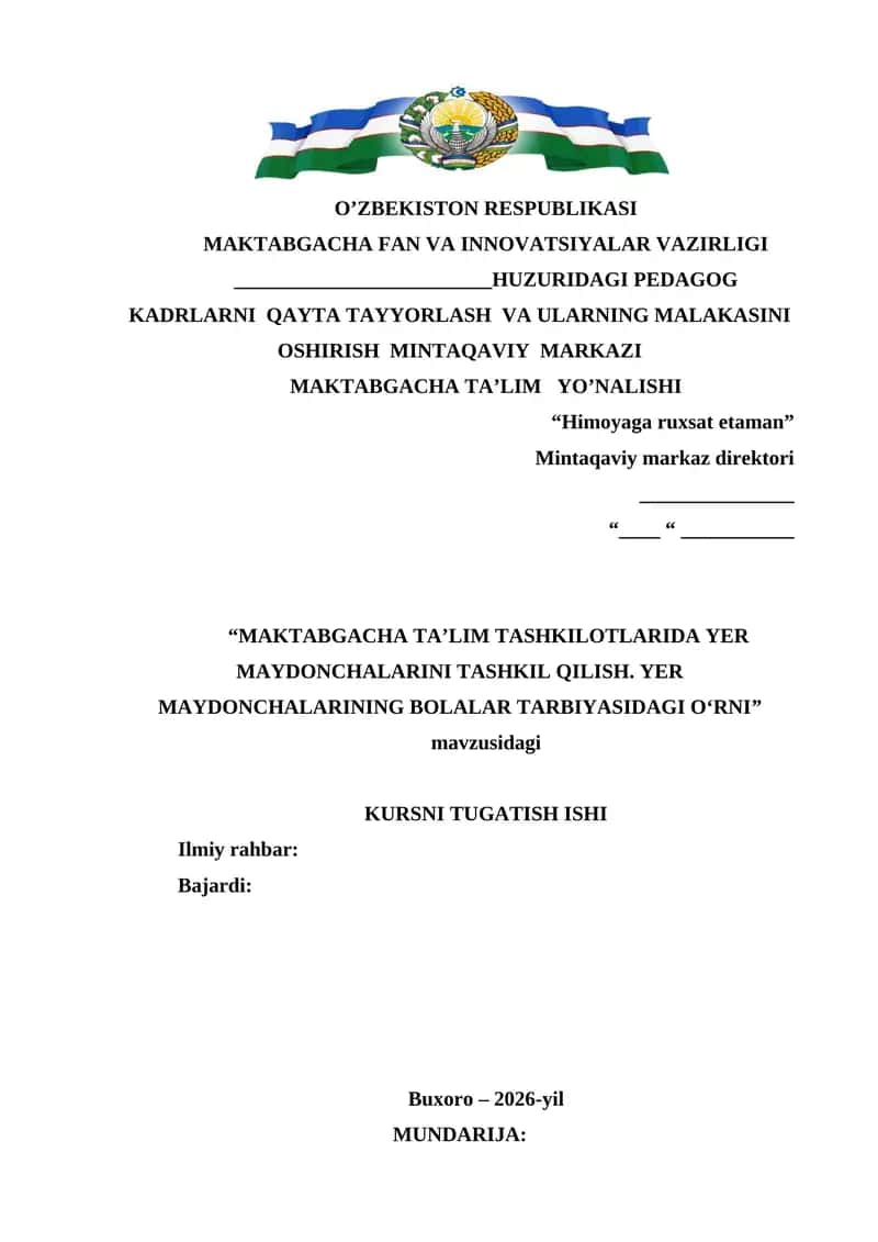 MAKTABGACHA TA’LIM YO’NALISHI