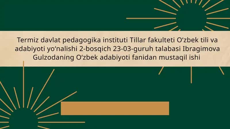 Ahmad Yassaviy va Ahmad Yugnakiyning hayoti va ijodimanbalari