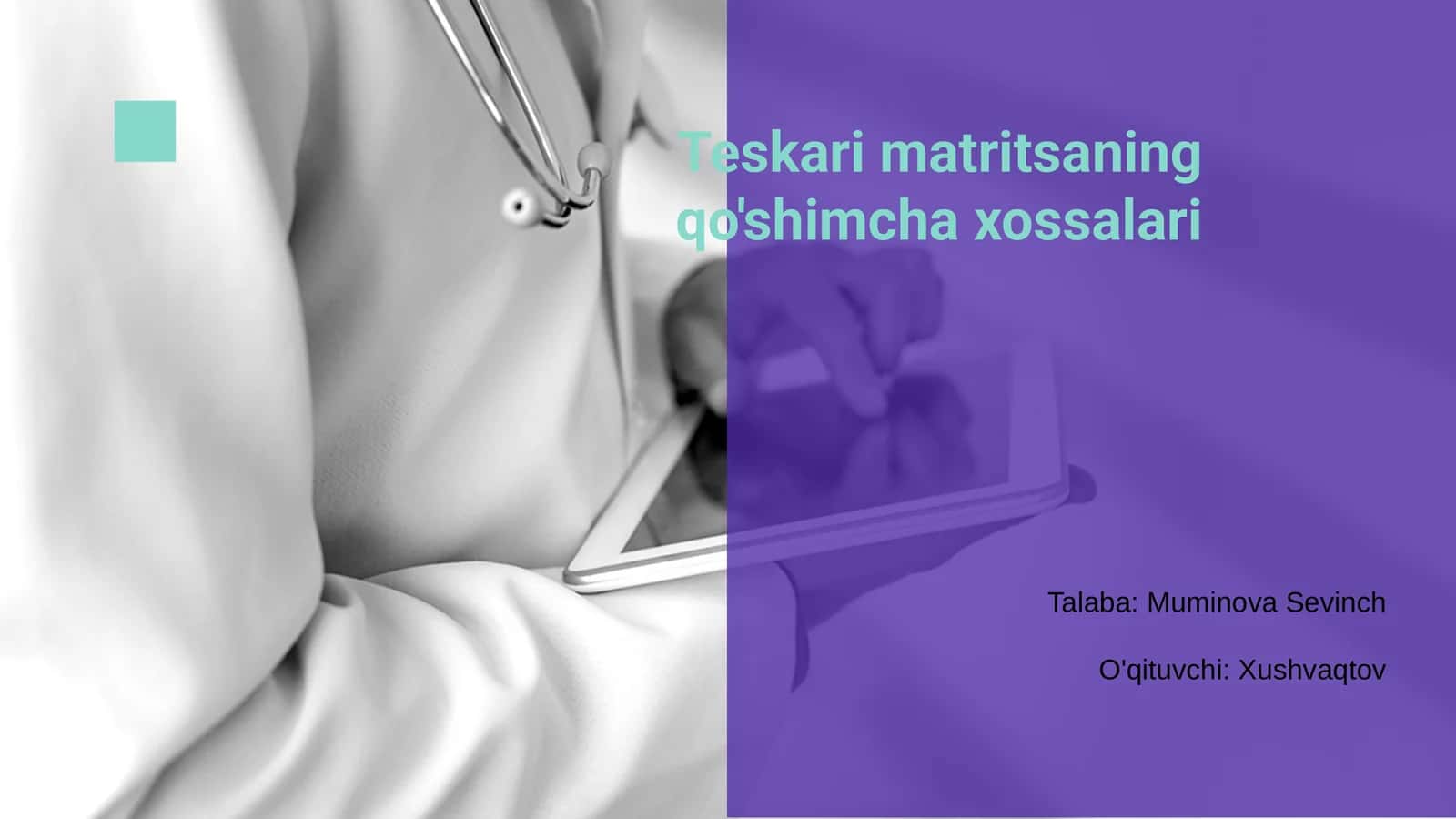 Teskari matritsaning qo'shimcha xossalari