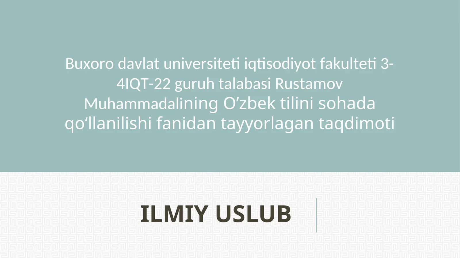 ILMIY USLUB