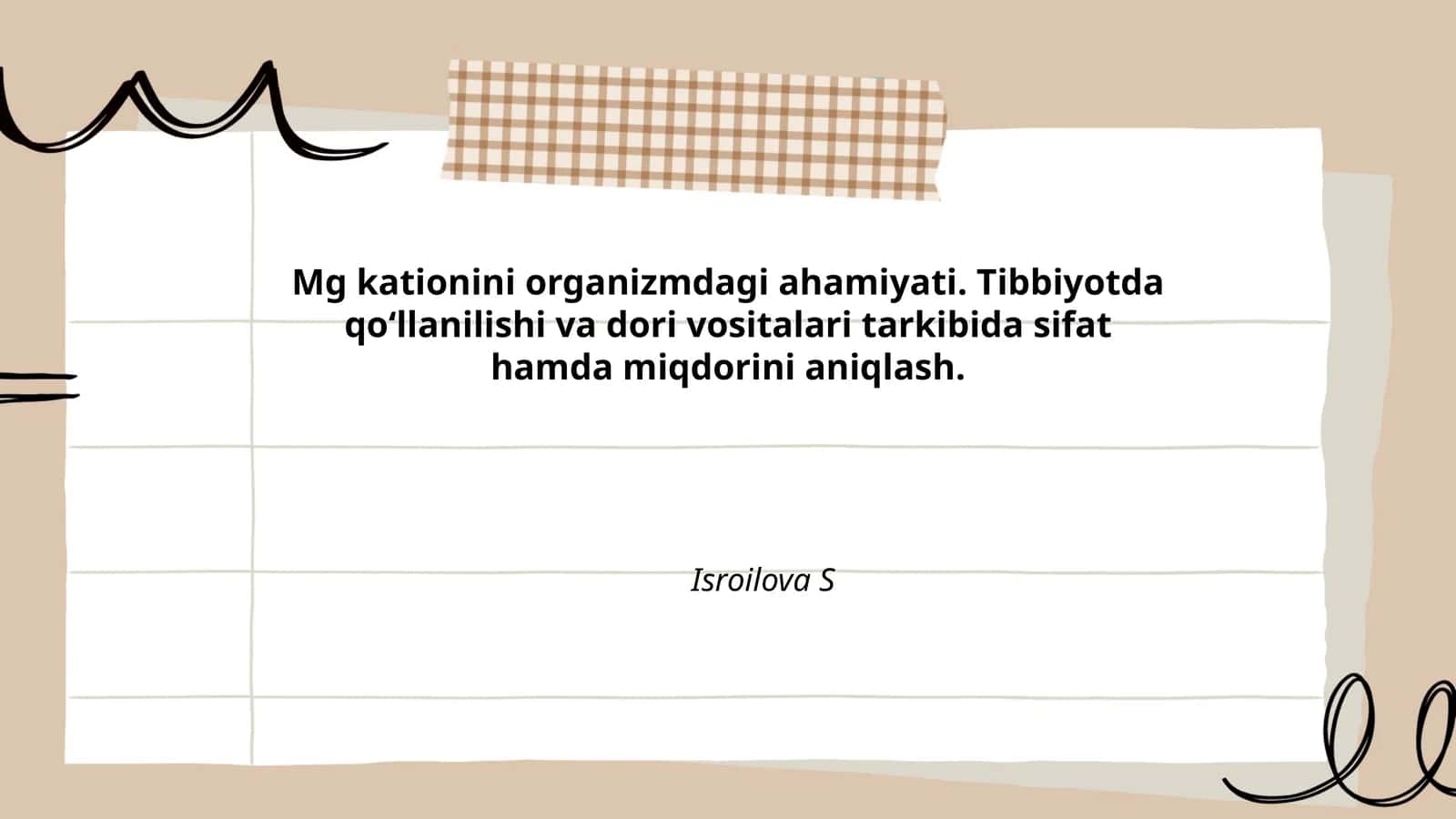 Mg kationini organizmdagi ahamiyati