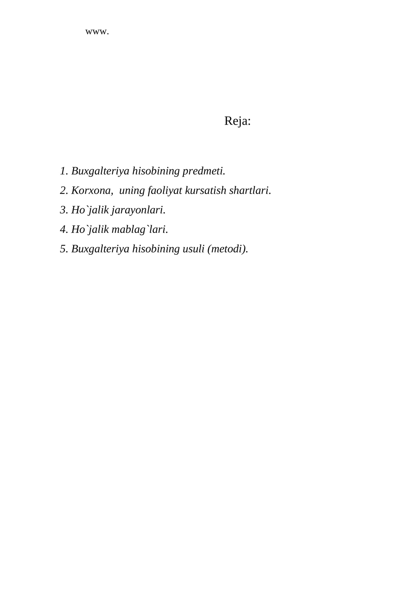 Buxgalteriya hisobining predmeti
