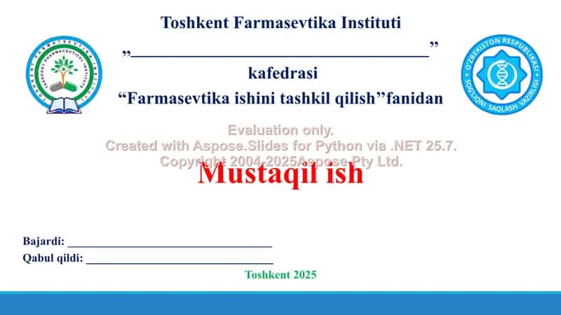 18. Giyohvand dori vositalariga litsenziya berish tartibi. Taqdimot 11 bet.