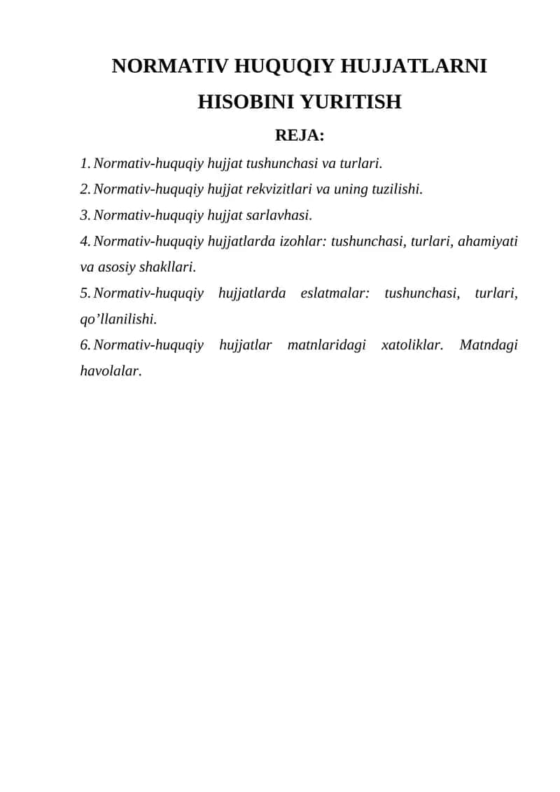 Normativ-huquqiy hujjatlar