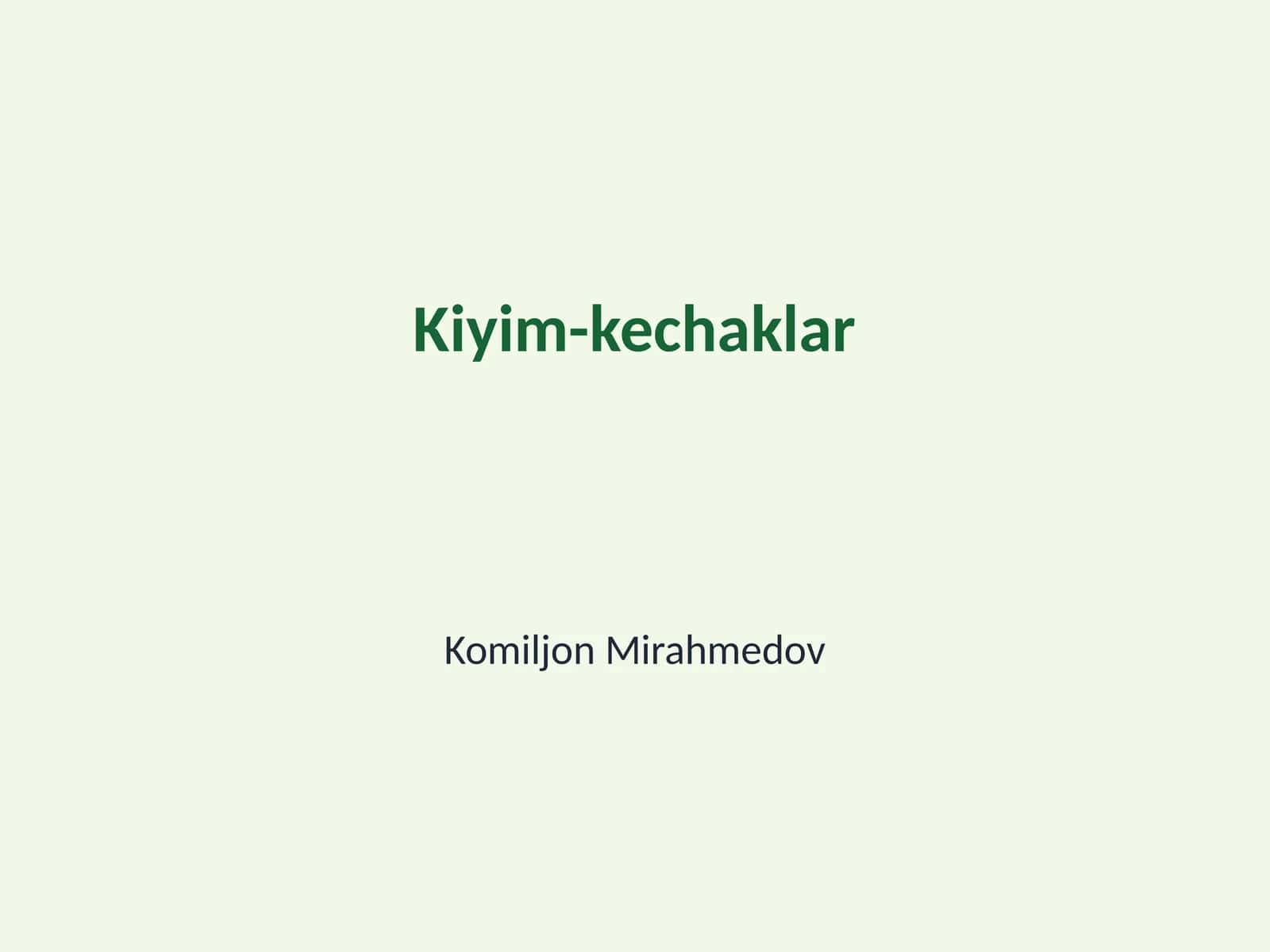 Kiyim-kechaklar