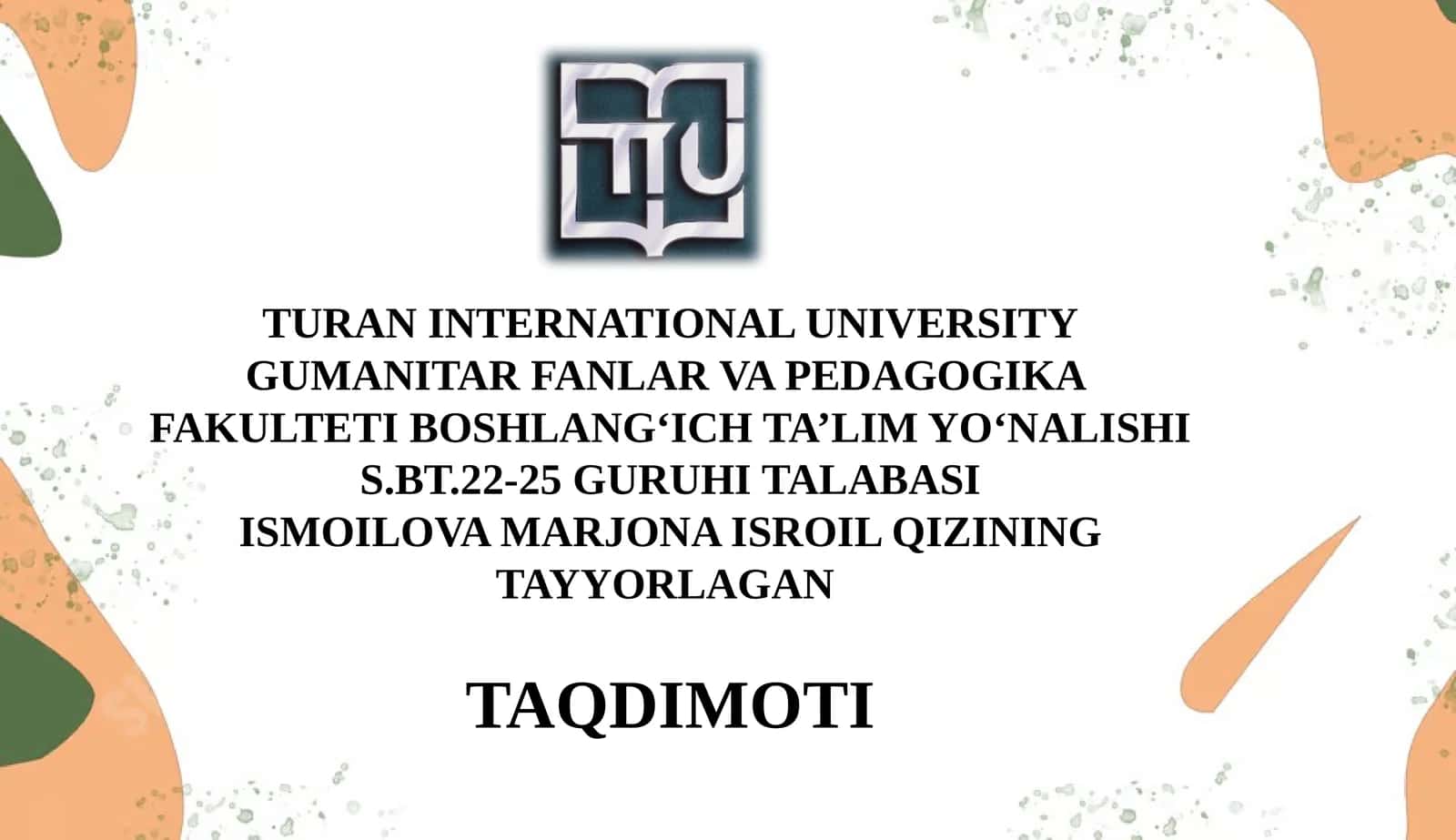 3-sinf “Tabiiy fan” darslarini tahlil qilish va taqriz yozish