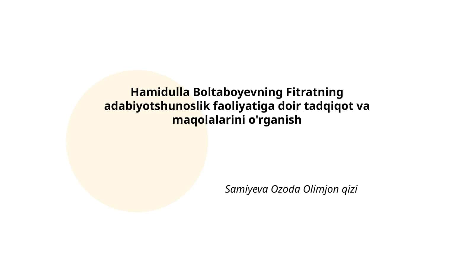 Fitratning Adabiyotshunoslik Faoliyatiga Doir Tadqiqot va Maqolalarini O'rganish