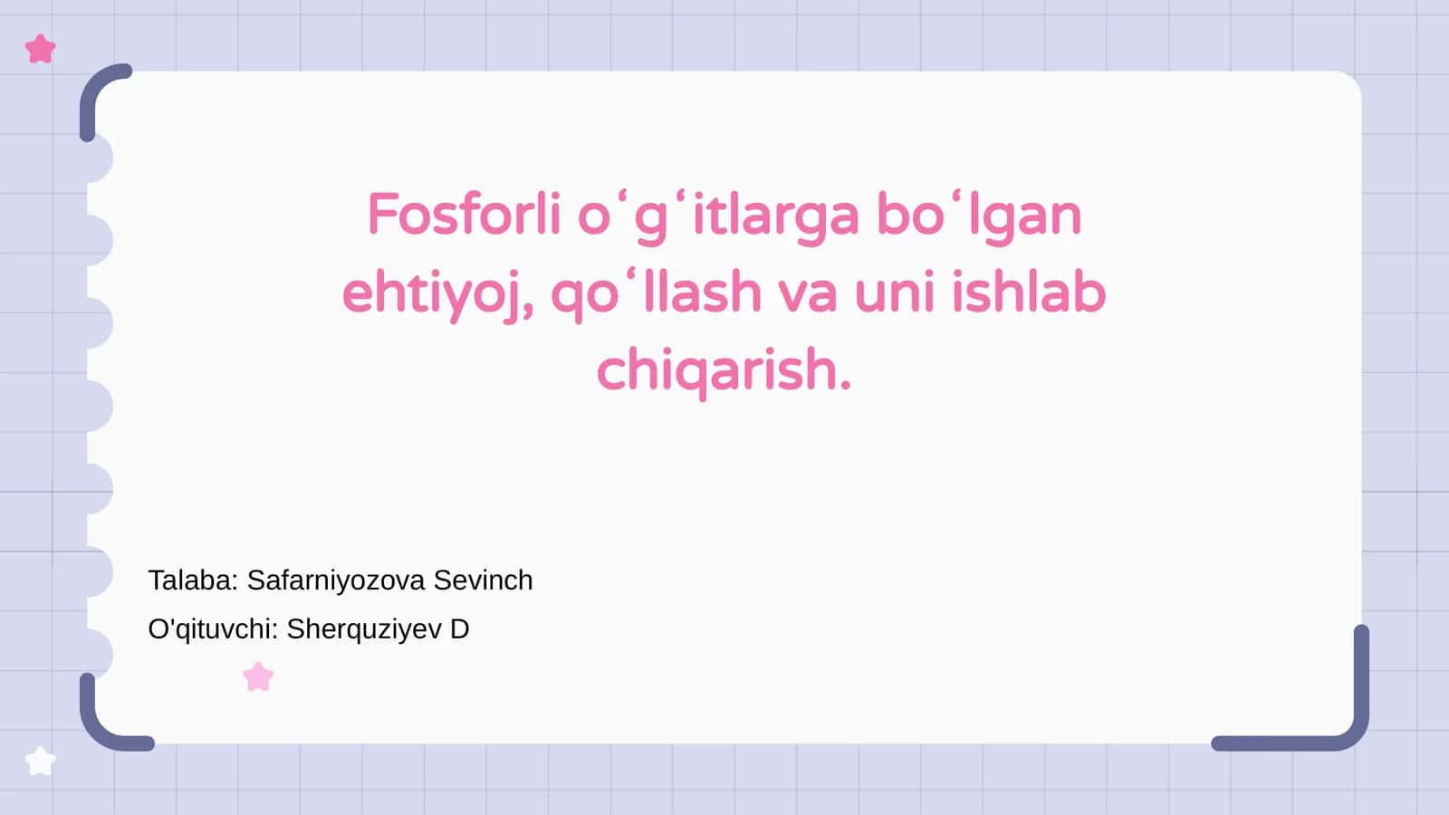 Fosfor oʻgʻitlarga boʻlgan ehtiyoj