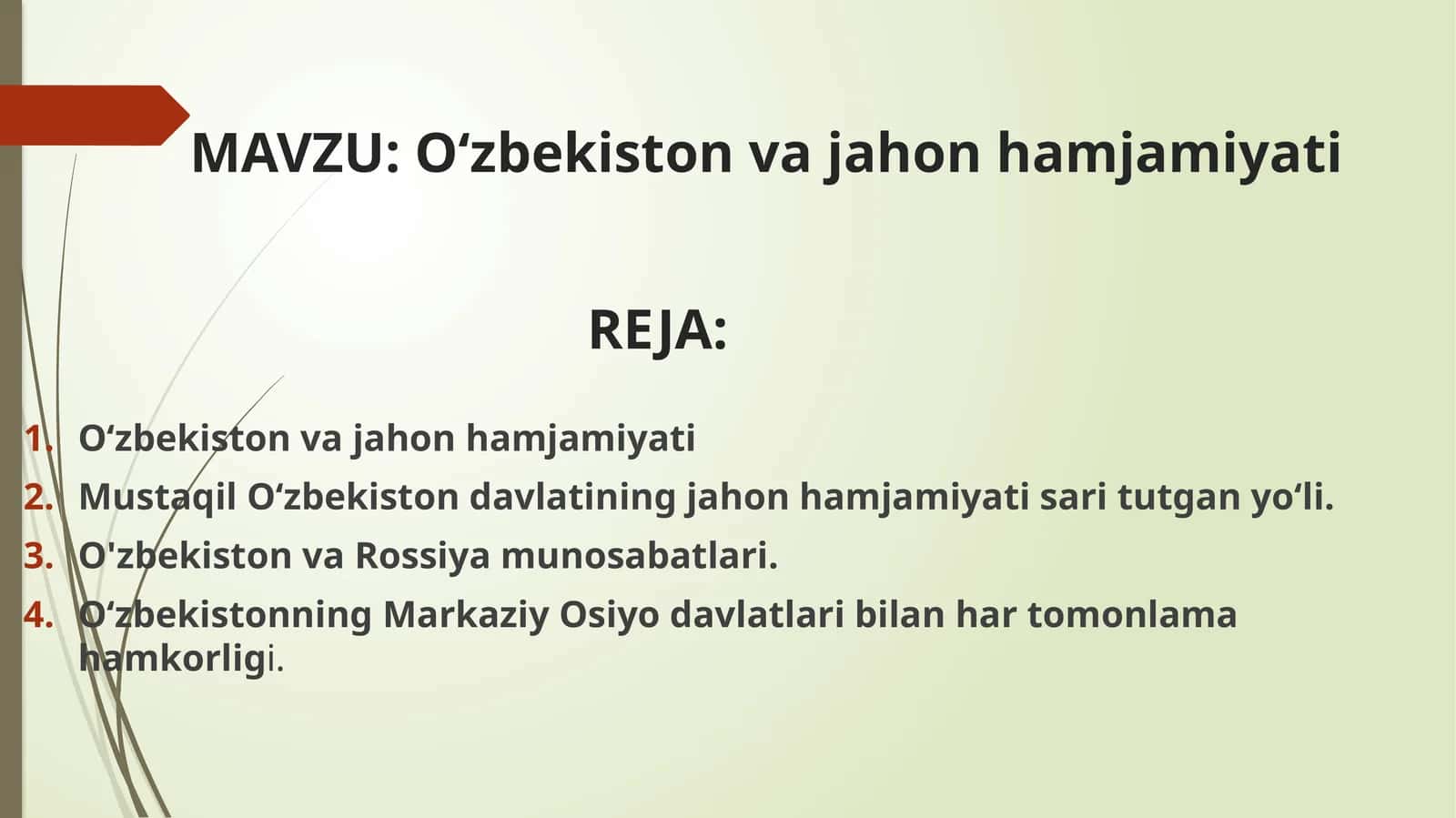 O‘zbekiston va jahon hamjamiyati