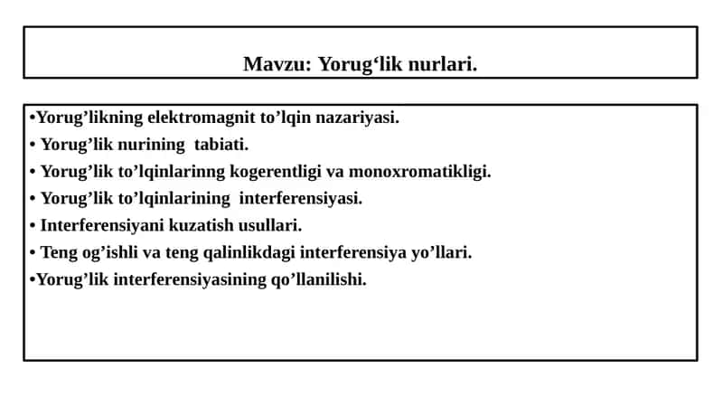 Yorug‘likning elektromagnit to’lqin nazariyasi