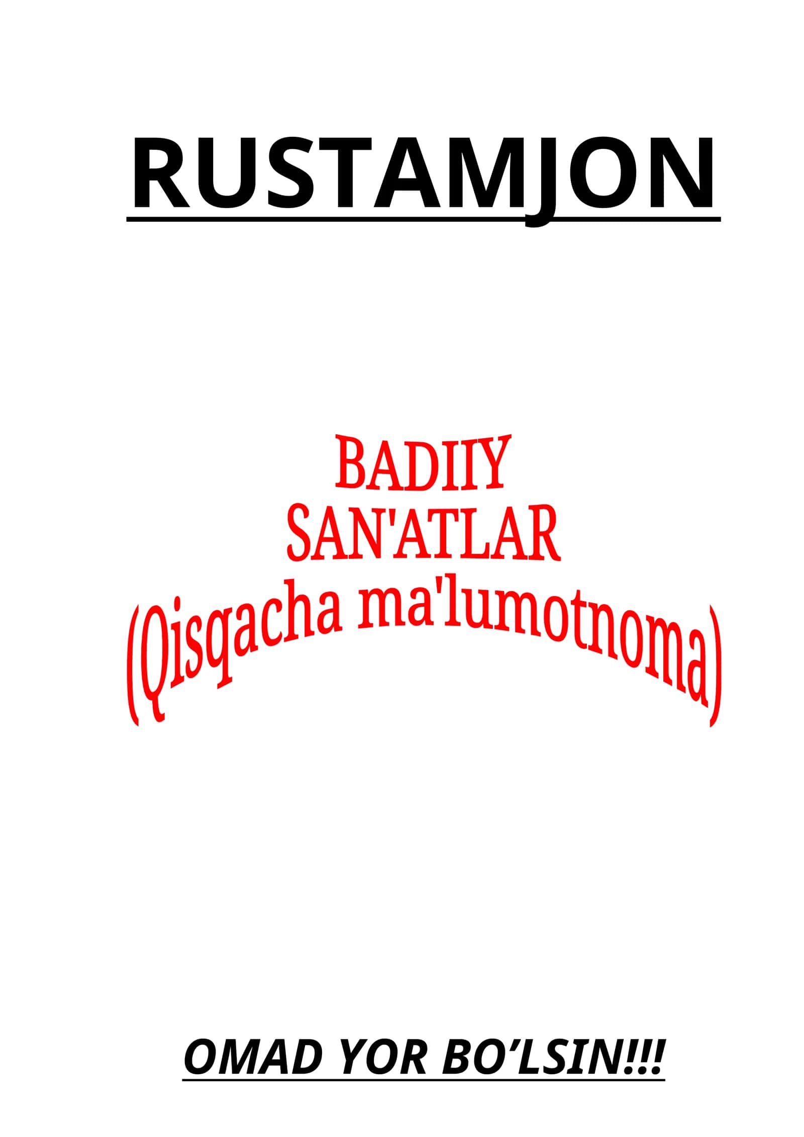 BADIIY SAN’ATLAR ZARBULMASAL