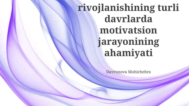 Motivatsiya va o'z-o'zini boshqarish