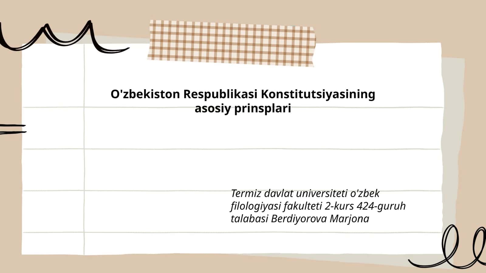 O'zbekiston Respublikasi Konstitutsiyasining asosiy prinsplari