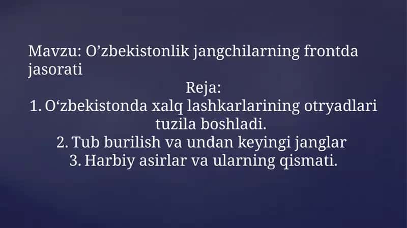 O’zbekistonlik jangchilarning frontda jasorati