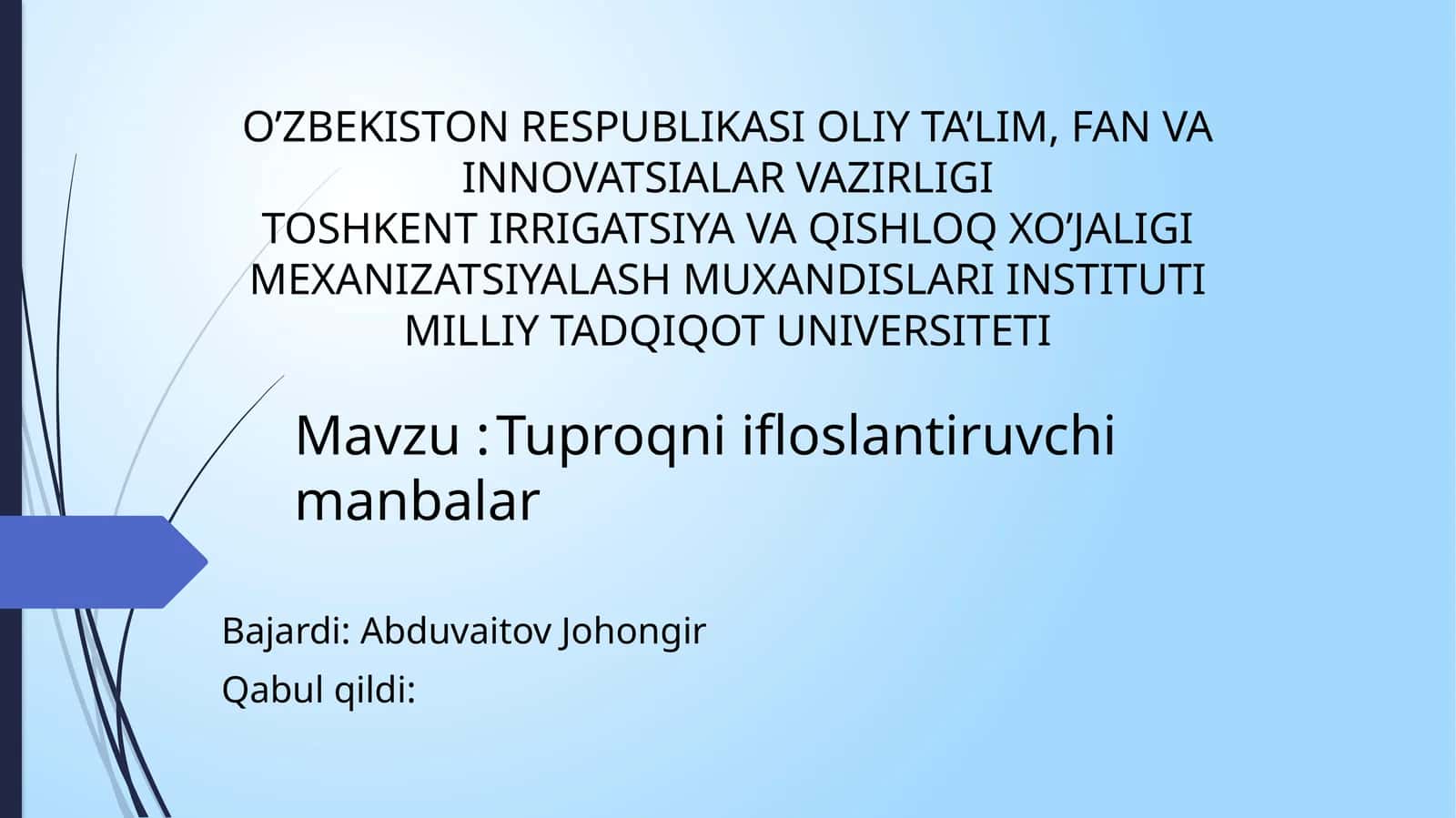 Tuproqni ifloslantiruvchi manbalar