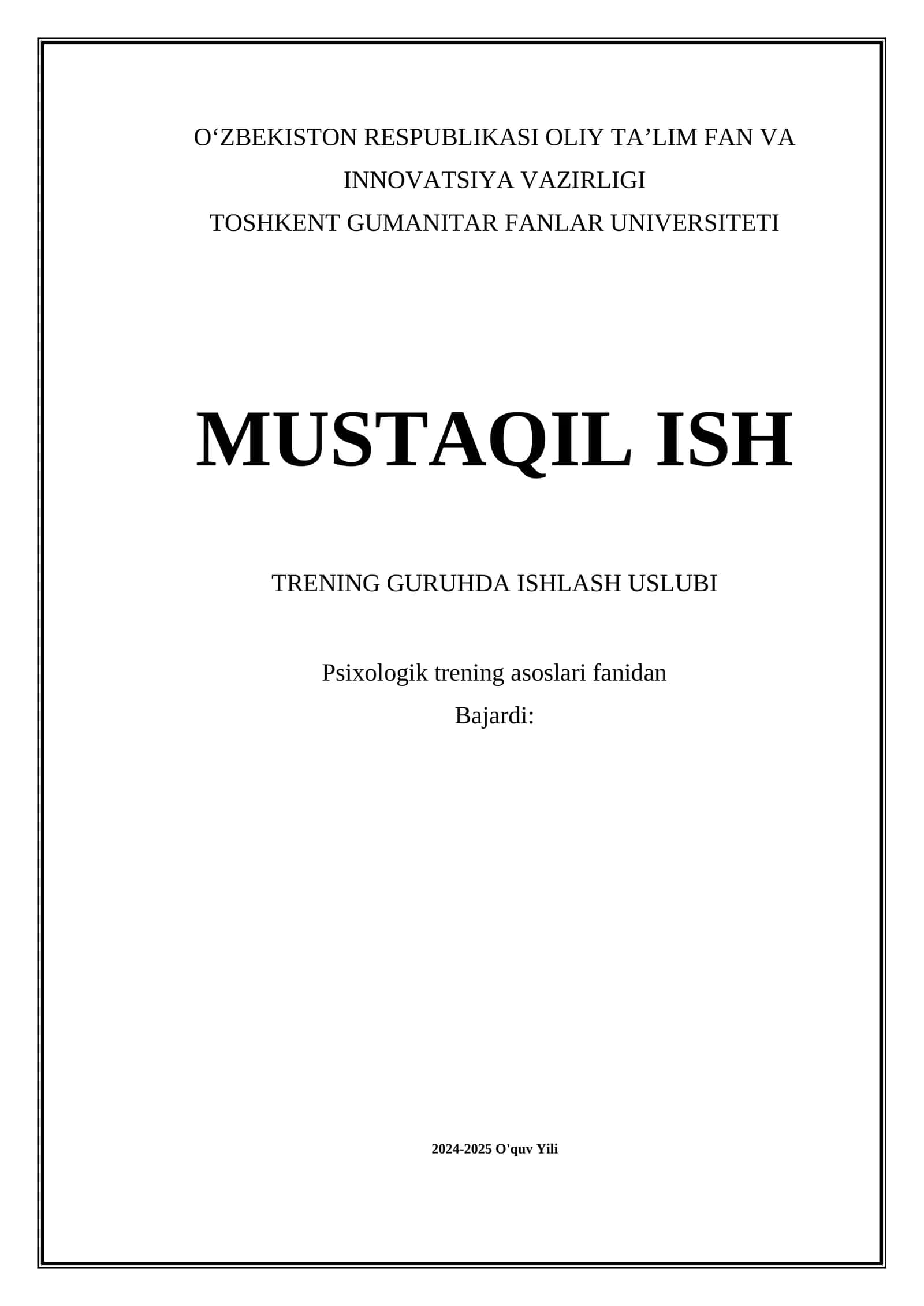 Guruhda Ishlash Uslubi Psixologik Trening