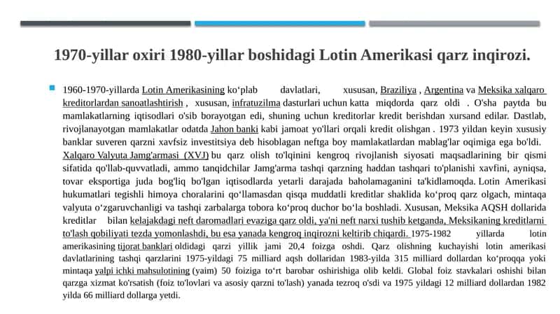 Lotin Amerikasining Xalqaro Qarz Olish Choralariga Ta'sir