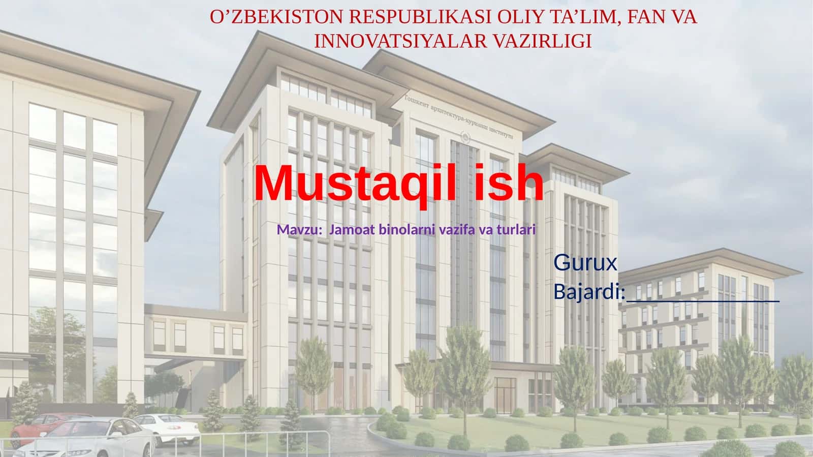 Jamoatbinolarni vazifa va turlari mavzusida tayyor taqdimot